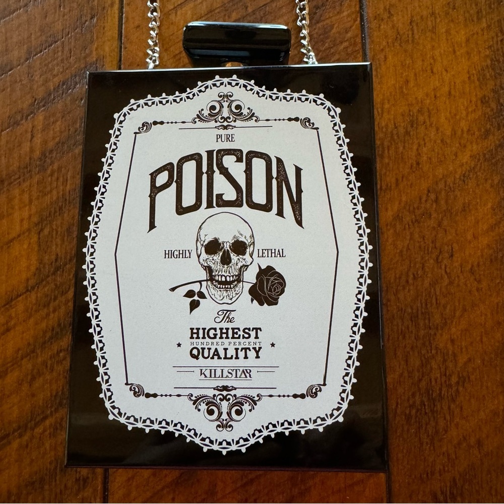 Killstar Pure Poison Clutch Bag Purse Chain Strap Push-Lock Clasp Goth Black